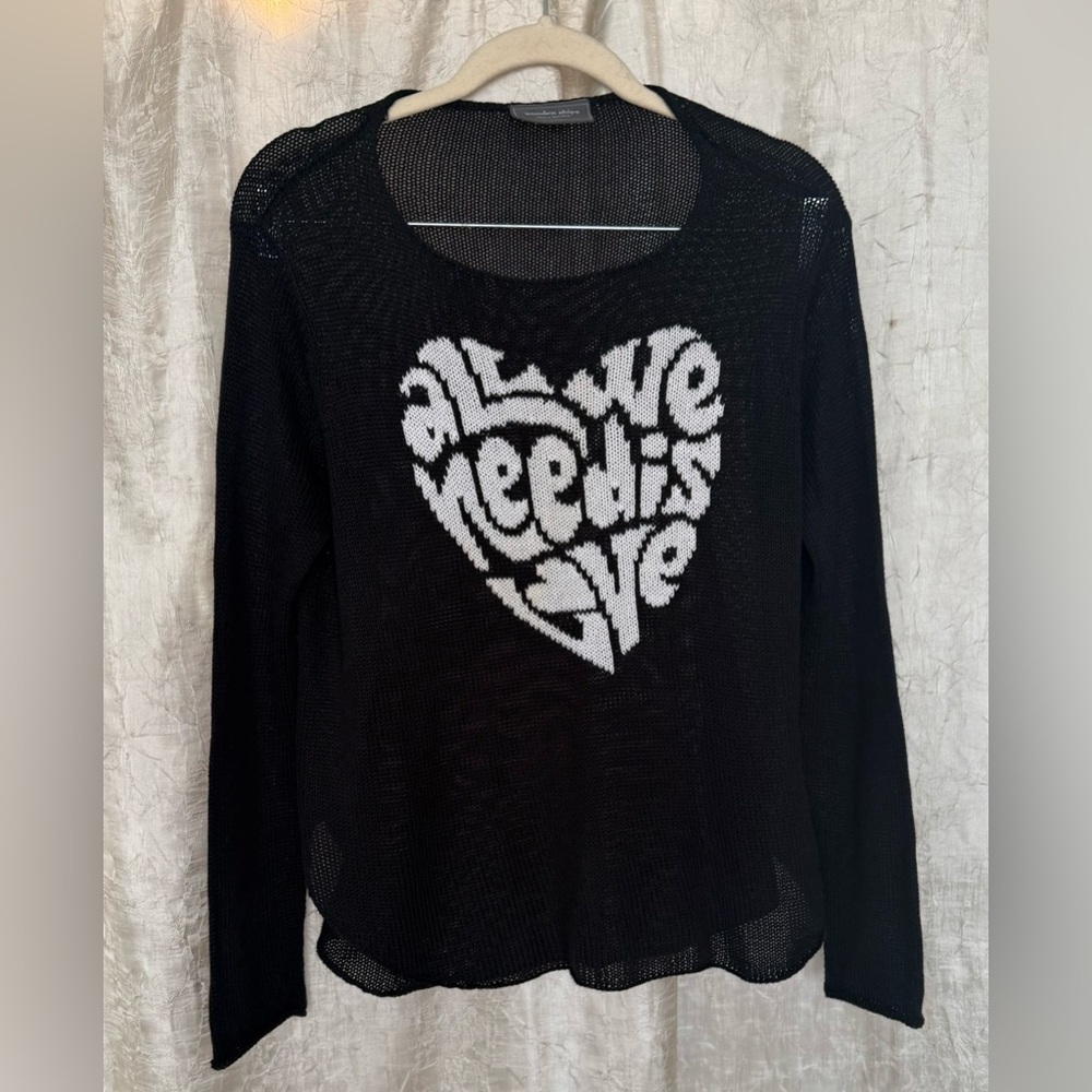 Wooden Ships - Black Sweater – “All We Need Is Love” - XS